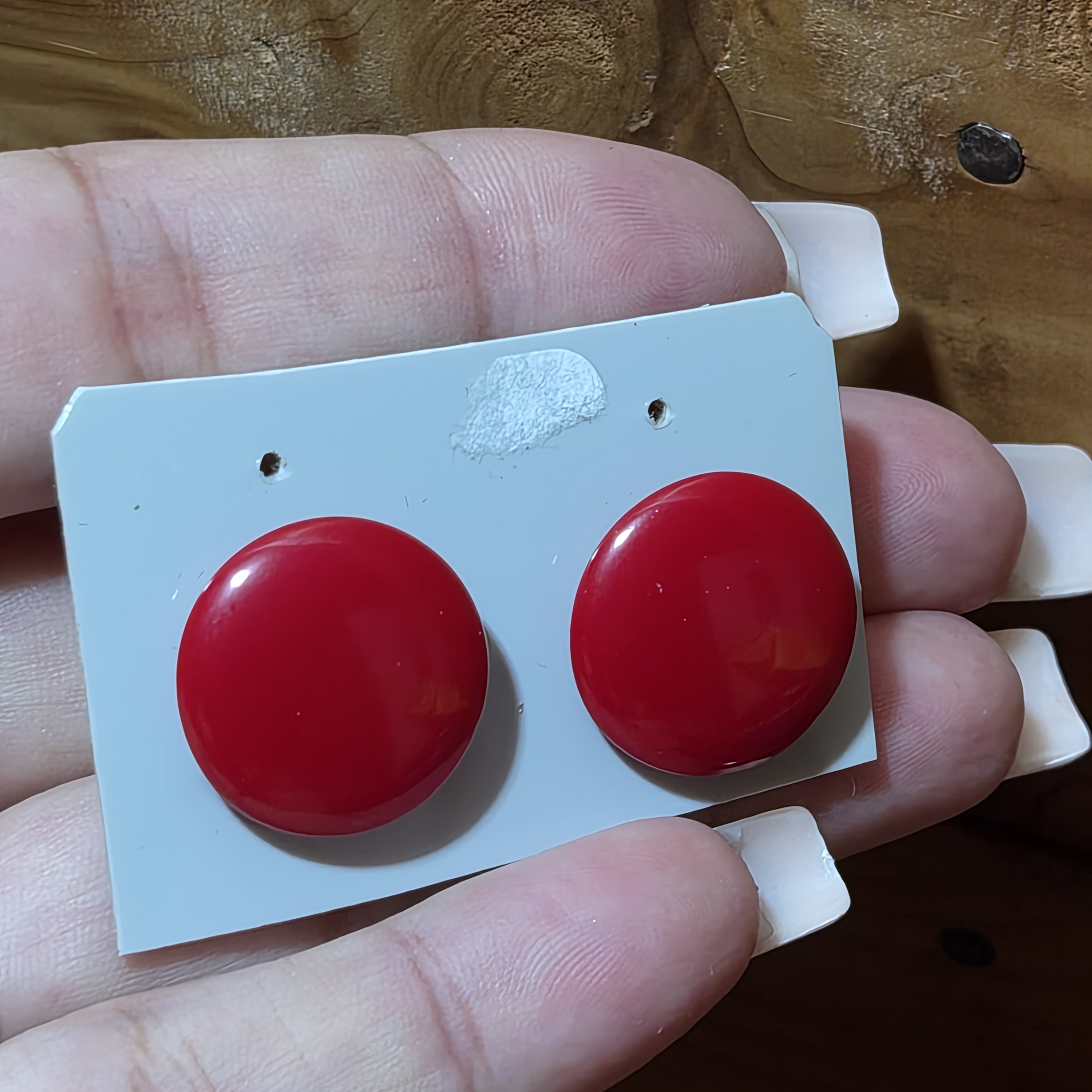 Trifari Bold Red Round Clip-On Earrings